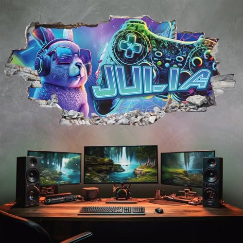 tjapalo® xp1 Sticker mural prenom personnalisé Autocollants Muraux Gamer sticker mural chambre garcon Poster Murale deco Sticker Gamer Stickers Muraux Sticker mural enfant fille Sticker mural ado