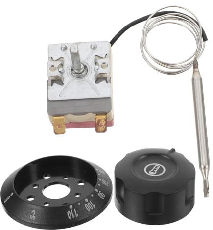 OKUMEYR Einstellbarer Thermostat Ersatz Für Wasserkocher Elektroofen Und Heißluftfritteuse Mit Schrauben Und Crimpklemmen Vielseitiger Küchenthermostat Für Präzise Temperaturkontrolle Bei