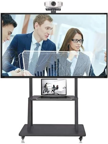 Chariot TV mobile avec hauteur réglable et inclinaison pour TV LCD LED 40 75 Noir Meuble TV sur roulettes pour TV 65