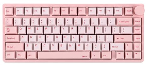 KiiBoom Moonshadow V2 75% Kabellose Aluminium-Gaming-Tastatur, QMK&VIA Programmierbare mechanische Tastatur, BT5.0/2.4GHz/USB-C Hot Swappable Creamy Keyboard, Knopf, 4000mAh Akku (Rosa)