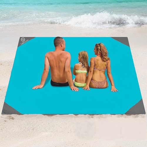 The Life Hacker Reisematte, Camping, Strand, Wandern, Gartendecke, groß, 2 x 2 m, XL, wasserdicht, sandfrei, kompakt, Blau