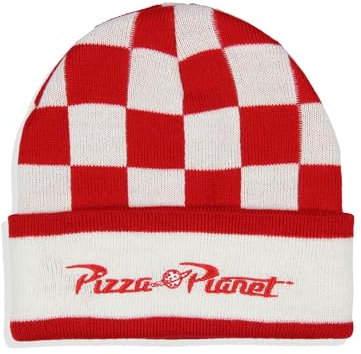 Disney Toy Story Mütze für Erwachsene, Motiv: Pizza Planet, kariert, Strickbündchen, für Damen und Herren, mehrfarbig, Mehrfarbig, Einheitsgröße