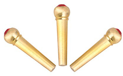 Eujgoov Épingles de Pont de Guitare Fabriquées en Laiton avec Décoration de Points en Verre en Cristal pour Un Ton Plus Lumineux, 6 Pcs Sets pour Une Pièce D'instrument de Musique, Plus