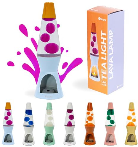 FISURA – Lavalampe mit Kerze, blau und orange, ohne Strom. Umweltfreundliche Dekoration mit einzigartigem Design. Originelles Geschenk. Maße: 29 cm x 8,5 cm (Kerze nicht enthalten).