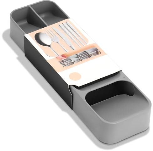 Prmape Organizador de Cubiertos Compacto, Cuberteros para Cajon Cocina 40x11.5cm, Cajon Cubiertos Organizador para Cubiertos/Cuchara/Cuchillo/Tenedor