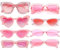 Dwenarry Set di Occhiali da Sole da Donna Rosa Retrò Anni '90 Moda Occhiali da Sole da Festa per Donne 8 Pezzi