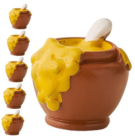 BAZEITFLOW 6pcs Miniature Honey Pot Set Realistic Resin Honey Jars for Dollhouse Decor Cute Landscape Accessories for Home and Dollhouse Settings