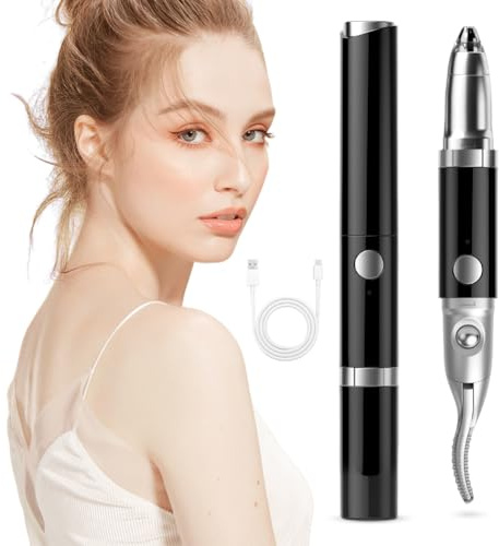 2-in-1 Beheizte Wimpernzangen, Elektrisches Curling-Wimpernwerkzeug, Beheizbare Wimperncurler mit 3 Temperaturmodi, Wimpernformer Beheizbar für Alle Wimpern (schwarz)