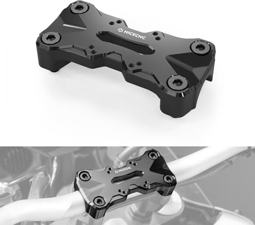 NICECNC Abrazadera Superior de Manillar Negra con patrón AMPS Compatible con Tenere 700/XTZ700 2019-2024, Tenere 700 World Raid 2022, Tenere 700 Rally Edition 2020-2024, Accesorios Tenere 700