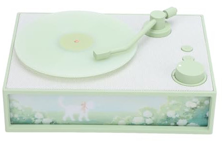Hyuduo Retro -Lautsprecher, Vintage -Plattenspieler mit Umgebungslicht, Aromatherapie Lautsprecher für Schlafzimmerdekor, USB Phonographenstil, Geeignete Turntables (Green)