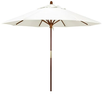 ZIHQRgE 270cm Grande Ombrellone da Patio con 8 Stecche Ombrellone da Mercato All'aperto Palo di Legno Protezione UV Ventilazione Senza Base(Beige)