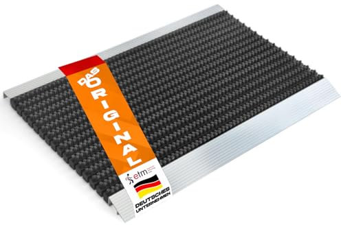 etm fussmatte aussen - 40 x 60 cm - schmutzfangmatte, aus Alu -Verschiedene Modelle - rostfrei & wetterfest - Haustür fussmatte innen (Profi Brush schwarz - mit Alu Rahmen)