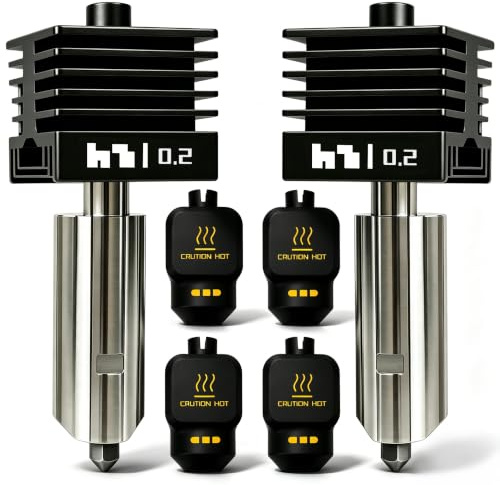 2-Pack 0.2MM P2S Hotend Druck Kopf Hot End Kit for X2D/H2D/H2S/H2C | Extruder Upgrade Hochtemperatur gehärtete Stahldüse mit 2PCS Silikon Abdeckung Socke für Bambu Lab A1/A1 Mini 3D Drucker