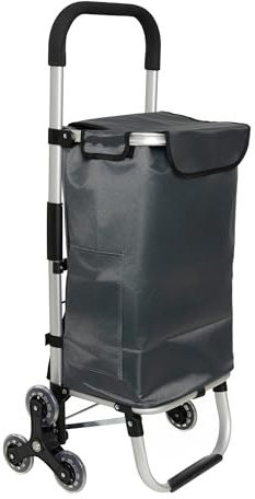 2iX Einkaufstrolley klappbar mit Treppensteiger 3-Rad-System & Kühlfach | Faltbarer Einkaufwagen mit Rucksackfunktion | 40L Aluminium Shopper | Trolley Grau