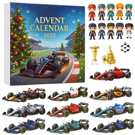 Racing 2025 Weihnachten Adventskalender, 24-Tage Countdown, 2D Racing Team Ornament, Weihnachts-Überraschung für Jungen und Mädchen (1 Stück)