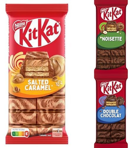 Bundle aus Nestlé KITKAT Tafel Salted Caramel, Hazelnut und Double Chocolate (3 x 99g)