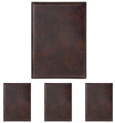VELOFLEX 4442760 - Bewerbungsmappe „de Luxe“, DIN A4, mit Klarsicht-Taschen und Klemmschiene, Leder-Optik braun (Packung mit 4)