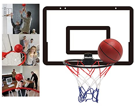 HELEVIA Indoor Mini Basketball Hoop Set, High Toughness PVC Material Backboard Hook Design for Door, with Free Storage for Kids and Adults