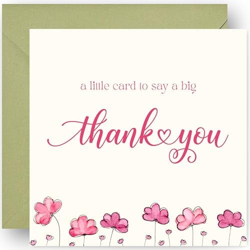 Thank You Card - with Envelope - Wedding Teacher Teaching Assistant Nurses Doctors Small Business Kids Friend Single Large - Thank You Gifts for Women – 14.5cm