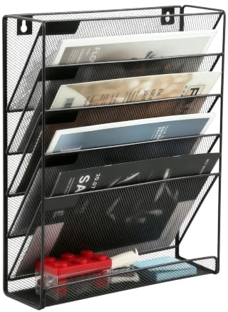 MEETOZ 6 Tier A4 Mesh in Tray Hanging Wall File Holder,Mail Orga niser Magazine Storage Rack, Desktop File Organizer,Paper File Holder for Home Office
