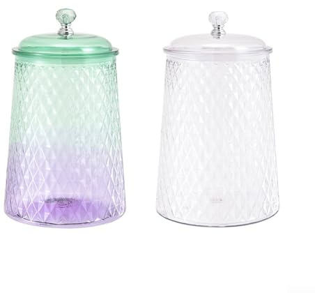 Tarro de cristal verde con patrón en relieve elevado y tapa de vidrio segura para almacenamiento de productos secos y exhibición de encimera (blanco 5 L)