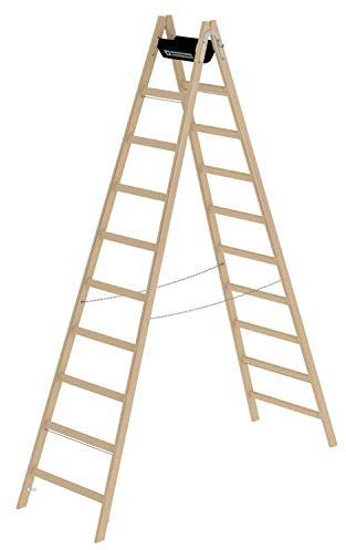 Holz-Stehleiter 10 Sprossen Arbeitshöhe bis ca. 4,20 m