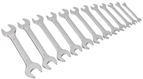 Sealey S0849 Metric Double Open End Spanner Set, Silver, 12 Pieces