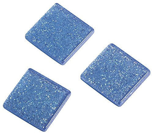 Rayher Acryl Mosaik Steine, Glitter, transparent, lagune, 1x1cm, ca. 205 Stück, Box 50 g, quadratisch, Kunststoffsteine, Kunststoffmosaik durchscheinend, 14542390