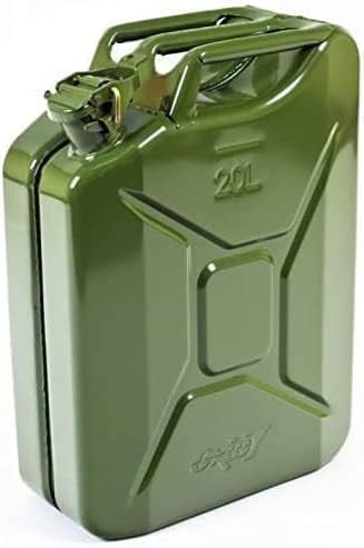 Oxid7® Bidón metálico de combustible 20 litros verde oliva | Apto para gasolina, gasóleo y bioetanol | Bidón de gasolina 20L con homologación UN y homologado