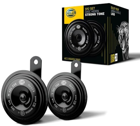 HELLA 3AM 011 225-871 Horn - HELLA ESSENTIAL HORN S92 SET - 12V - 113dB(A) - Frequenzbereich: 335-435Hz - Hochton-Tiefton - elektrisch - ECE - Gehäusefarbe: schwarz - Menge: 2