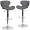Flash Furniture Denville Barhocker aus Vinyl, höhenverstellbar, mit gebogener Rückenlehne und Chromfuß, Grau, 2 Stück