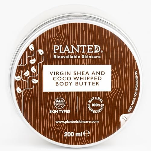 Whipped Body Butter by Planted | Citrus cocoa scent | 100% natural shea and cocoa body moisturiser for all skin types | Sustainable and nutrient rich skincare | 200ml