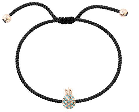 Remi Bijou Armband Armkette 'Ananas' mit Strasssteine - verstellbare Größe, ColorName:Schwarz