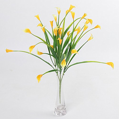 DAEDALUS dædalus ® 1 Bouquet Künstliche Calla Lily Blumen Anlage 5 Zweige Künstliche Kunststoff Pflanze für Zimmer Home Garten Decor lebensecht Blumensträuße, Plastik, gelb, Einheitsgröße