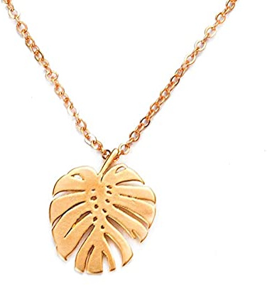 Tropische Kette - Rose Goldfarbene Monstera Blatt