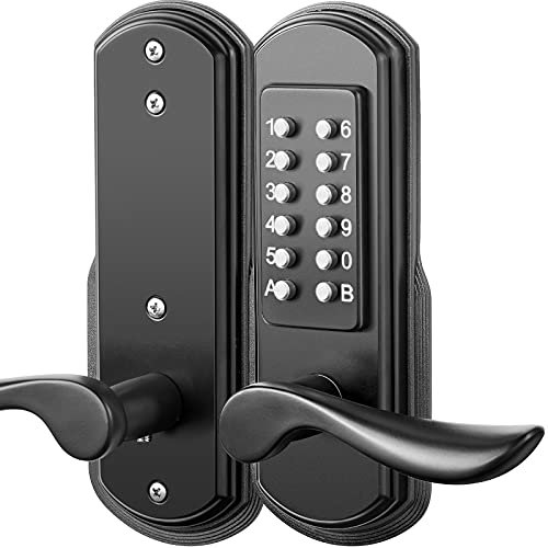 Elemake Keyless Door Lock with Keypad, Right Handed Mechanical Door Lock, Security Combination Digital Locks Stainless Steel 304 - NOT a Deadbolt, Need to Drilling Additional Holes
