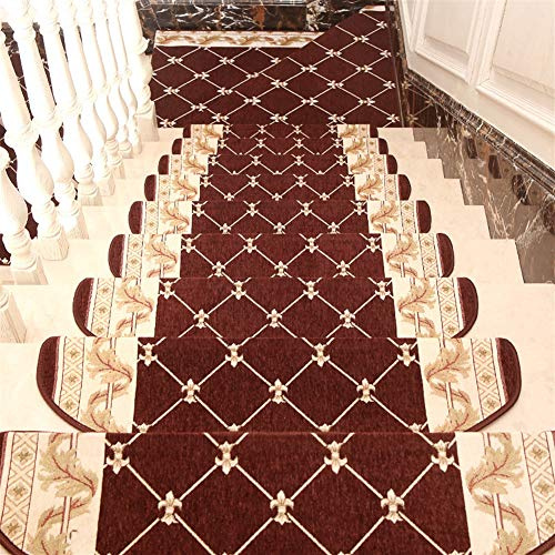 LIVEINU Selbstklebend Stufenmatten Treppen Teppich Halbrund Waschbar Starke Befestigung Anthrazit Klassisch Treppen-Matten 24x65cm (15 Stück) Kaffee 3