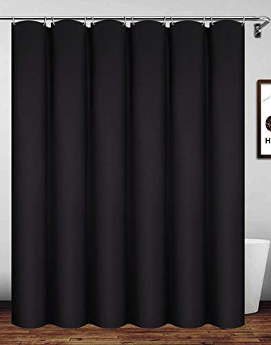 Homehold Rideau de douche en polyester imperméable avec crochets - 200 x 240 cm - Noir