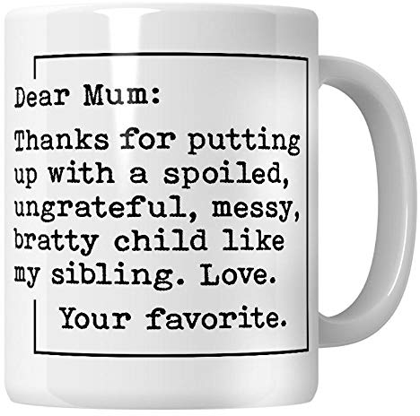 Whizguide Mum's Love Ceramic Coffee Mug, 11 oz, White, Letter Print, Matte, Scratch Resistant, Birthday & Mother's Day Gift