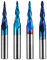 Genmitsu Lot de 4 fraises à bout en spirale à 2 cannelures, revêtement bleu nano en carbure de tungstène CNC, fraises à défoncer 2D et 3D pour le travail du bois, R0.25–1.0, tige 6,35 mm, TB04B