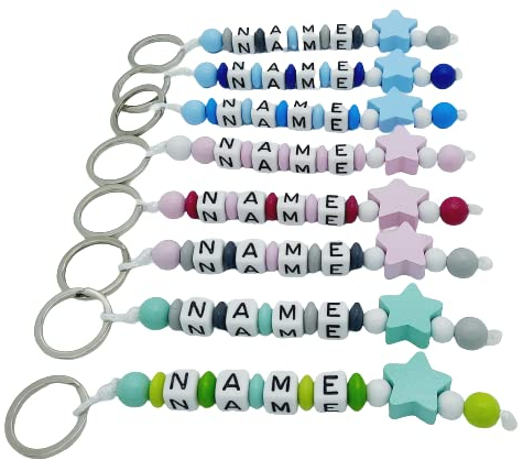 Schlüsselanhänger mit Name Stern viele Farben personalisierbar Gravur Schulranzen Baby Kind Kindergartentasche Wickeltasche Namensanhänger