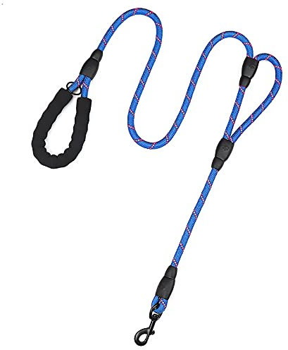 PLUTUS PET Strong Rope Dog lead 6ft Long with Two Padded Handles,Heavy Duty,Reflective Double Handle Training Dog Lead for Large Dogs or Medium Dogs,Dual Handles Leash(Navy Blue)