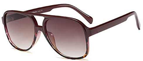 YOJUED Retro Sonnenbrille Gelb Gradient Brille Vintage Tinted Sunglasses für Damen Herren (Dunkelrot Leopard)