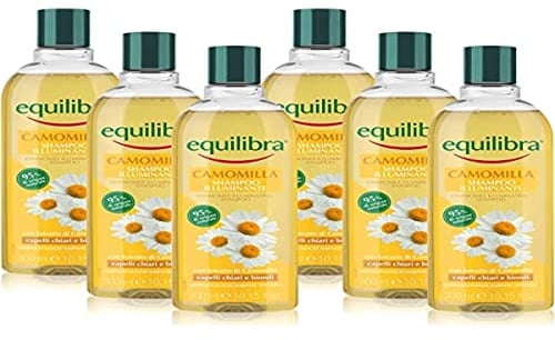 Equilibra Capelli, Camomilla Shampoo Illuminante, Shampoo per Capelli Biondi e Chiari, Effetto Illuminante, con Estratto di Camomilla, 95% Ingredienti di Origine Naturale, 6 Pezzi x 300 ml