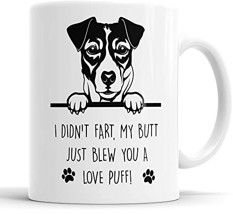 Faithful Prints Jack Russell Mug I Didn't My Butt Just Blew You A Love Puff Pet Present Jack Russell Dog Mum Dad Friend Joke Funny Gift Cup Birthday Christmas, Ceramic Mug