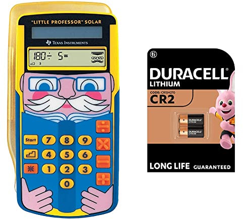 Texas Instruments Little Professor Rechentrainer + Duracell High Power Lithium CR2 Batterie 3 V, 2er-Packung (CR15H270) entwickelt für die Verwendung in Sensoren