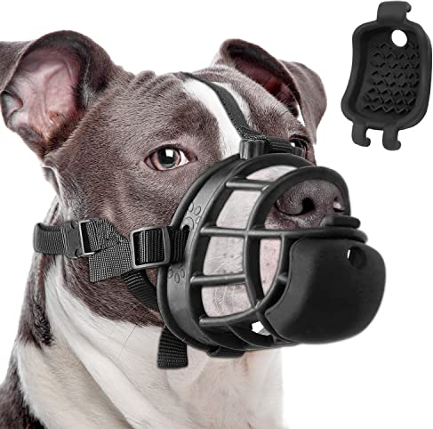 Maulkorb für Hunde mit langsamem Feeder für positives Training, gegen Beißen, Kauen, Schnitzen, Wundlecken, humaner, weicher Korbmaulkorb für kleine, ermöglicht das Hecheln, leicht zu akzeptieren