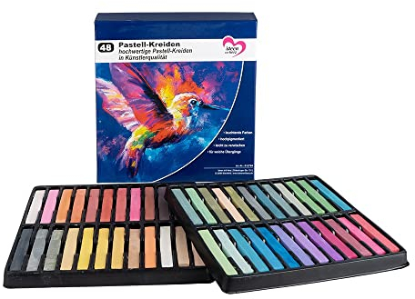 Ideen mit Herz Gesso pastello, 48 gessetti di alta qualità in colori vivaci, altamente pigmentati | studio, arte, hobby, pittura, artigianato, fai da te