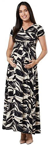 HAPPY MAMA. Femme Robe Maxi Maternité d'allaitement. Court Manches. 599p (Impression Abstraite, 36, S)