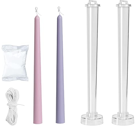 2-Pack Taper Candle Molds for Candle Making, Plastic Pillar Candlestick Candle Mold,Classic Tall Taper Mold for Church Christmas Candlelight Dinner Valentine's Day